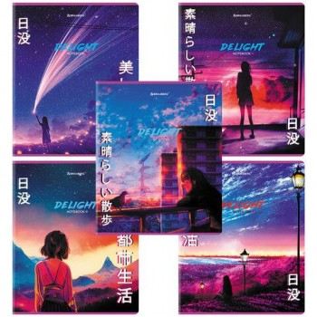 Тетради ДЭК А5 96 л. КОМПЛЕКТ 5 шт., BRAUBERG скоба, клетка, матовая ламинация, "Аниме Delight", 404692