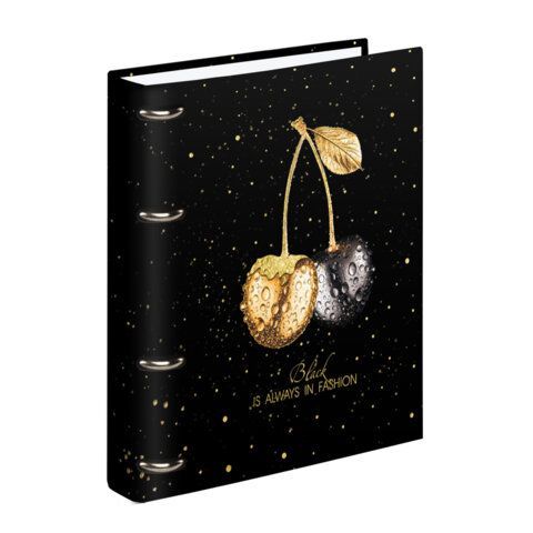 Тетрадь на кольцах А5 160х212мм, 120л, картон, фольга, клетка, BRAUBERG, Black&amp;Gold, 404735