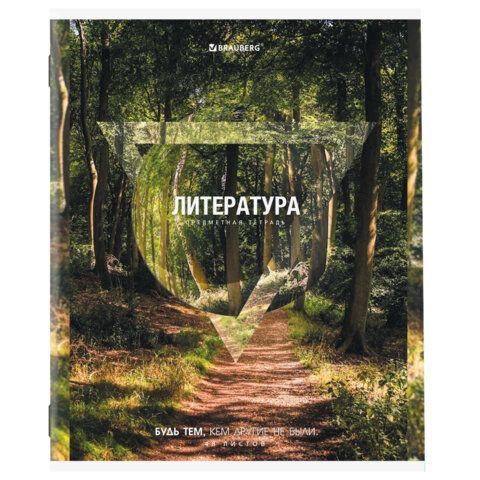Тетрадь предметная ПРИРОДА 48 л., обложка картон, ЛИТЕРАТУРА, линия, подсказ, BRAUBERG 10 шт., 404778