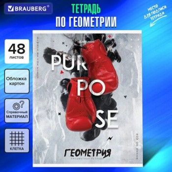 Тетрадь предметная "SPORT CLUB" 48 л., обложка картон, ГЕОМЕТРИЯ, клетка, подсказ, BRAUBERG 10 шт., 404799