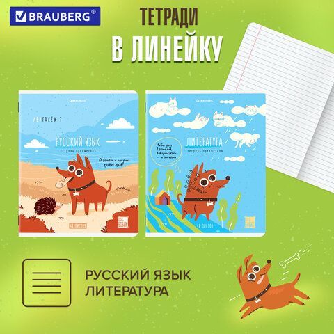 Тетради предметные, КОМПЛЕКТ 12 ПРЕДМЕТОВ, &quot;DOG БОБИК&quot;, 48 л., TWIN-лак, BRAUBERG, 404840