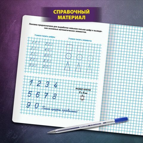 Тетрадь УЧУСЬ ПИСАТЬ №6 12 л. клетка, со справочным материалом, обложка картон, ЮНЛАНДИЯ 20 шт., 404849