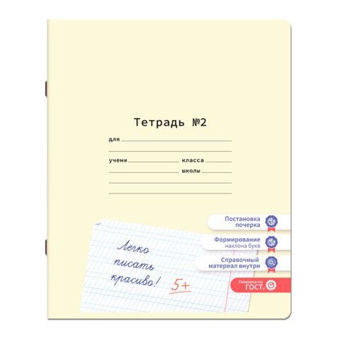Тетрадь УЧУСЬ ПИСАТЬ №2 12л. частая косая линия, со справочным материалом, ЮНЛАНДИЯ 20 шт., 404852
