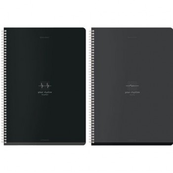 Тетради ДЭК А4 96 л. КОМПЛЕКТ 2 шт. BRAUBERG гребень, клетка, матовая ламинация, "Ритм", 404871