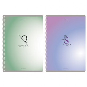 Тетради ДЭК А4 96 л. КОМПЛЕКТ 2 шт. BRAUBERG гребень, клетка, матовая ламинация, "Моноколор_3", 404877