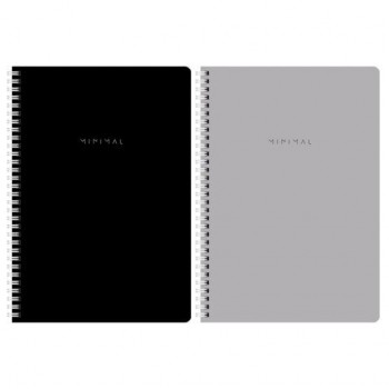 Тетради ДЭК А4 96 л. КОМПЛЕКТ 2 шт. BRAUBERG гребень, клетка, матовая ламинация, MINIMAL CLASSIC, 404878