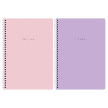 Тетради ДЭК А4 96 л. КОМПЛЕКТ 2 шт. BRAUBERG гребень, клетка, матовая ламинация, MINIMAL PASTEL, 404879