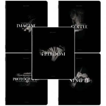 Тетради ДЭК А5 48 л. КОМПЛЕКТ 5 шт. BRAUBERG скоба, клетка, матовая ламинация, SHADOWS, 404916