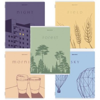 Тетради ДЭК А5 48 л. КОМПЛЕКТ 5 шт. BRAUBERG скоба, клетка, матовая ламинация, СИЛУЭТЫ, 404921