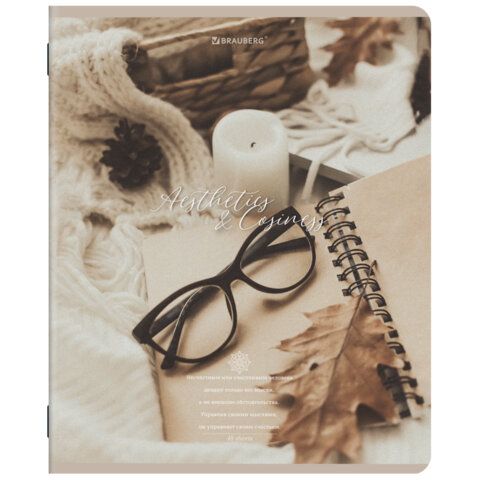 Тетради ДЭК А5 48 л. КОМПЛЕКТ 5 шт. BRAUBERG, скоба, клетка, SoftTouch, "ESTHETICS", 404929