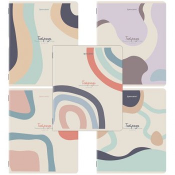 Тетради ДЭК А5 48 л. КОМПЛЕКТ 5 шт. BRAUBERG скоба, клетка, матовая ламинация, ABSTRACT, 404931