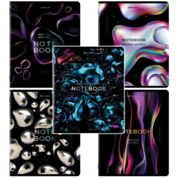 Тетради ДЭК А5 48 л. КОМПЛЕКТ 5 шт. BRAUBERG, скоба, клетка, глянцевый лак, "MAGICAL", 404944