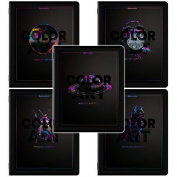 Тетради ДЭК А5 48 л. КОМПЛЕКТ 5 шт. BRAUBERG скоба, клетка, матовая ламинация, выборочный лак, MAJESTIC BLACK, 404953