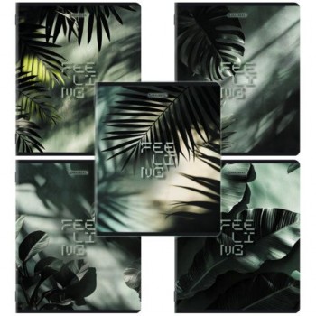 Тетради ДЭК А5 48 л. КОМПЛЕКТ 5 шт. BRAUBERG скоба, клетка, матовая ламинация, TROPICAL, 404956