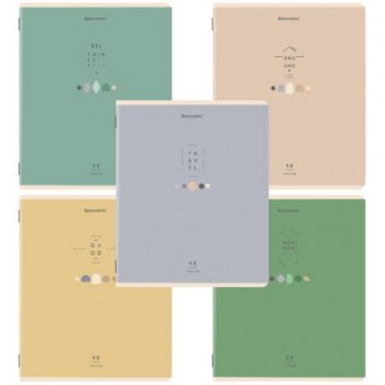 Тетради ДЭК А5 48 л. КОМПЛЕКТ 5 шт. BRAUBERG скоба, клетка, матовая ламинация, выборочный лак, NATURAL, 404957