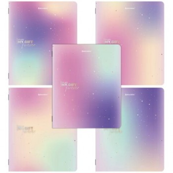 Тетради ДЭК А5 48 л. КОМПЛЕКТ 5 шт. BRAUBERG, скоба, клетка, матовая ламинация, фольга, "SHINE", 404962