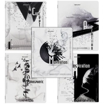 Тетради ДЭК А5 48 л. КОМПЛЕКТ 5 шт. BRAUBERG скоба, клетка, матовая ламинация, BLACK&WHITE, 404963