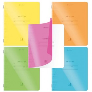Тетрадь пластиковая обложка (НЕОН) 12 листов, косая линия, BRAUBERG 70 шт. "Smart Cover", АССОРТИ (микс в спайке), 405027