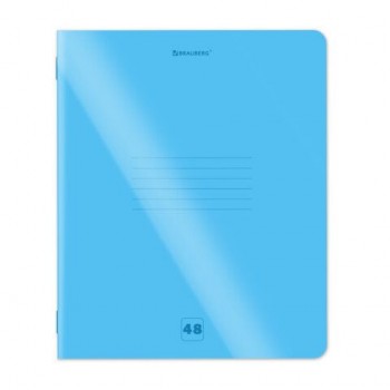 Тетрадь пластиковая обложка (НЕОН) А5 48 листов, скоба, клетка, BRAUBERG 20 шт. "Smart Cover", СИНЯЯ, 405039