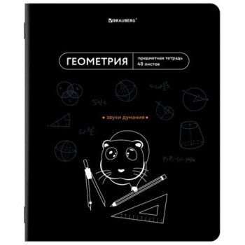 Тетрадь предметная МЕМЫ 48л, TWIN лак, ГЕОМЕТРИЯ, клетка, подсказ, BRAUBERG, 405101