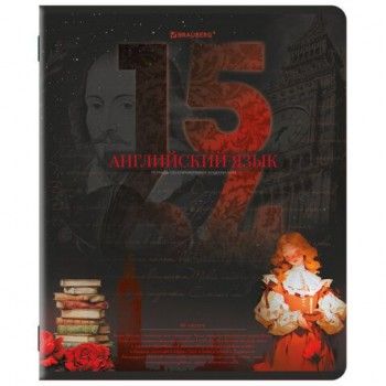 Тетрадь предметная ДАТЫ 48л, TWIN-лак, АНГЛИЙСКИЙ ЯЗЫК, клетка, подсказ, BRAUBERG 10 шт., 405124