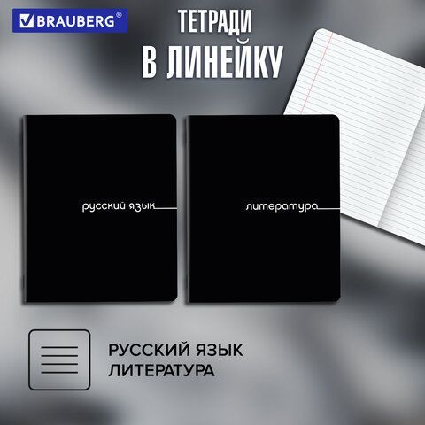 Тетради предметные, КОМПЛЕКТ 12 ПРЕДМЕТОВ, 48л, обложка картон, BRAUBERG, BLACK, 405164