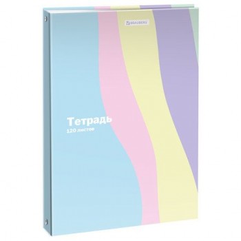 Тетрадь на кольцах А5 175х215мм, 120л, твердый картон, клетка, BRAUBERG, PASTEL, 405198