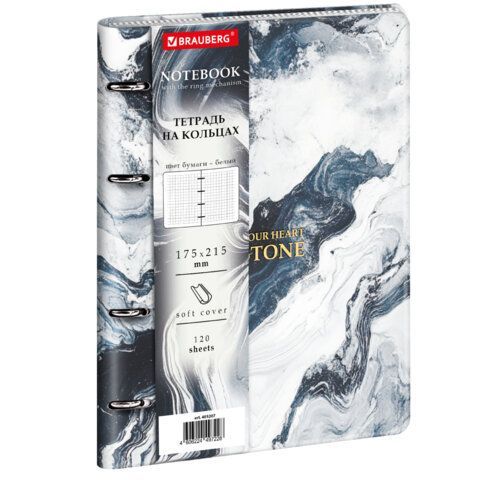 Тетрадь на кольцах А5 180х220, 120л, под кожу, BRAUBERG VISTA, Пернатые, 405207