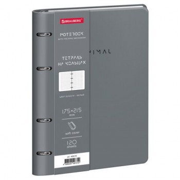 Тетрадь на кольцах А5 180х220, 120л, под кожу, фольга, резинка, BRAUBERG CLASSIC, Minimal мятный, 405216