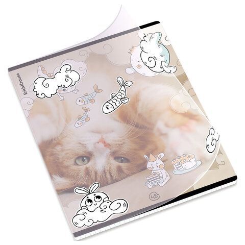Тетрадь обложка пластик, А5 48л. скоба, клетка, ErichKrause, Dream Cat (микс в спайке, 54161