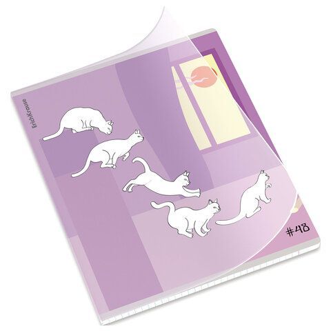 Тетрадь обложка пластик, А5 48л. скоба, клетка, ErichKrause, Cat Day (микс в спайке),, 54159