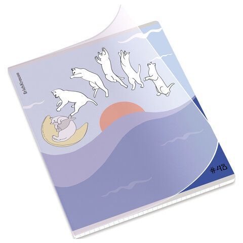 Тетрадь обложка пластик, А5 48л. скоба, клетка, ErichKrause, Cat Day (микс в спайке),, 54159