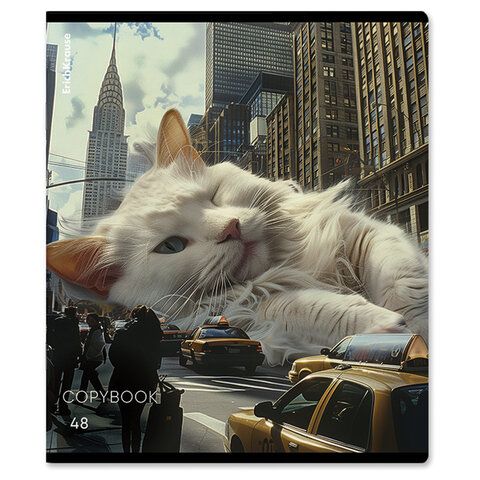 Тетрадь А5 48л. ErichKrause, скоба, клетка, глянцевая ламинация, Big City Cats(микс в, 63317