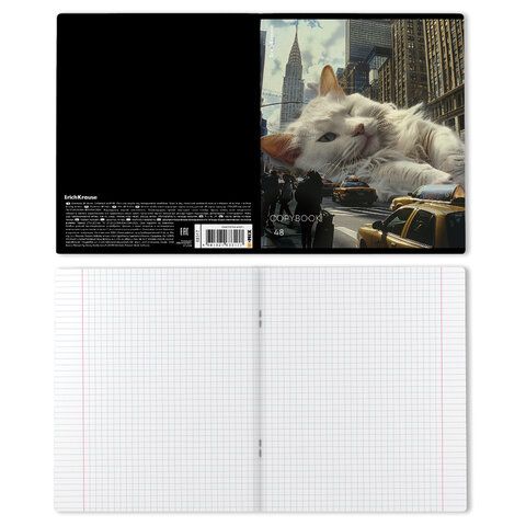 Тетрадь А5 48л. ErichKrause, скоба, клетка, глянцевая ламинация, Big City Cats(микс в, 63317