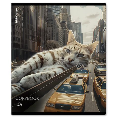 Тетрадь А5 48л. ErichKrause, скоба, клетка, глянцевая ламинация, Big City Cats(микс в, 63317