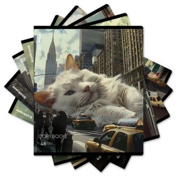 Тетрадь А5 48л. ErichKrause, скоба, клетка, глянцевая ламинация, Big City Cats(микс в, 63317