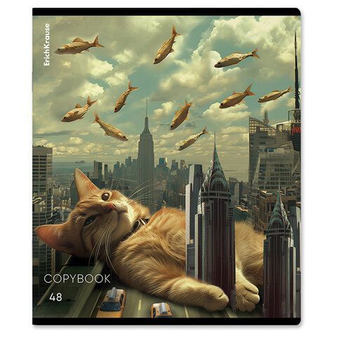 Тетрадь А5 48л. ErichKrause, скоба, клетка, глянцевая ламинация, Big City Cats(микс в, 63317