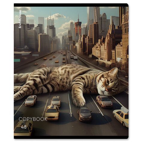 Тетрадь А5 48л. ErichKrause, скоба, клетка, глянцевая ламинация, Big City Cats(микс в, 63317