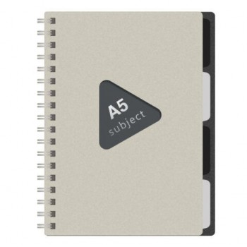 Тетрадь обложка пластик, А5 80л. гребень, 4 съемных разделителя, клетка, BRAUBERG, бежевый, 405366