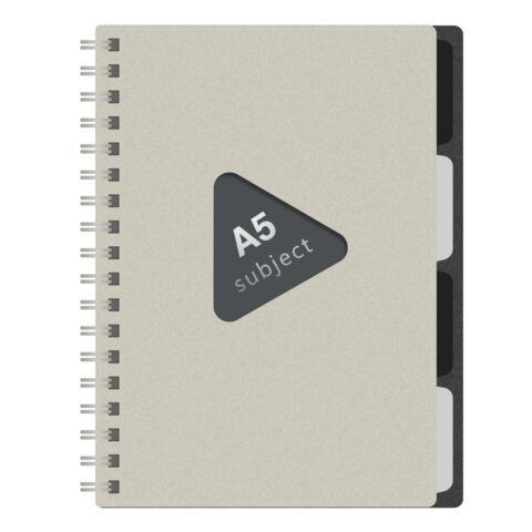 Тетрадь обложка пластик, А5 80л. гребень, 4 съемных разделителя, клетка, BRAUBERG, бежевый, 405366