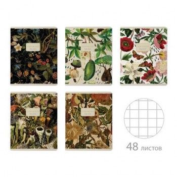 Тетрадь А5 48л. BRUNO VISCONTI скоба, клетка, Soft Touch, фольга, FLORA (5 видов), 7-, 7-48-1343