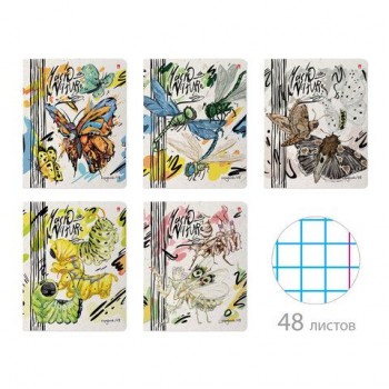Тетрадь А5 48л. АЛЬТ 10 шт. скоба, клетка, матовая ламинация, MACRO NATURE (5 видов), 7-48-1, 7-48-1340