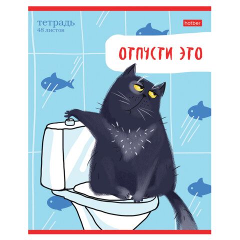 Тетрадь А5 48л. HATBER 10 шт. скоба, линия, обложка картон, Кот-обормот (микс в спайке), 080206, 48Т5В2