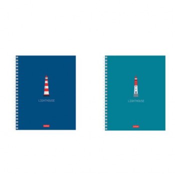 Тетрадь А5 96л. HATBER 4 шт. гребень, клетка, Soft-touch ламинация, Lighthouse (микс в спайке), 089770, 96Т5лВ1гр