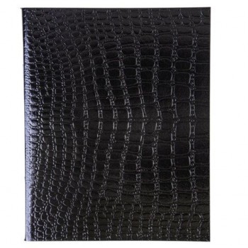 Тетрадь бумвинил А5 48л. скоба, офсет №1, клетка, ЧЕРНАЯ Metallic, тиснение CROCO, HATBER 10 шт., 072232, 48Т5бвВ1