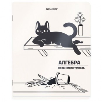 Тетрадь предметная КОТ-НЕПОСЕДА 48л, пластиковая обложка, АЛГЕБРА, клетка, подсказ, BRAUBERG 20 шт., 405527