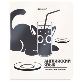 Тетрадь предметная КОТ-НЕПОСЕДА 48л, пластиковая обложка, АНГЛИЙСКИЙ ЯЗЫК, клетка, подсказ, BRAUBERG 20 шт., 405529