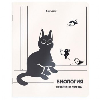 Тетрадь предметная КОТ-НЕПОСЕДА 48л, пластиковая обложка, БИОЛОГИЯ, клетка, подсказ, BRAUBERG 20 шт., 405530