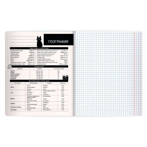 Тетрадь предметная КОТ-НЕПОСЕДА 48л, пластиковая обложка, ГЕОГРАФИЯ, клетка, подсказ, BRAUBERG 20 шт., 405531