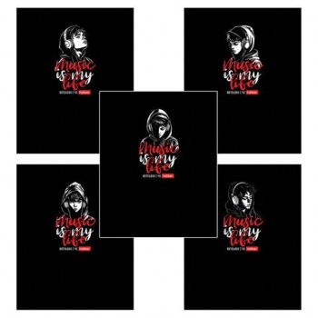 Тетрадь А5 48л. HATBER 25 шт. скоба, клетка, выборочный лак, Music is my life (микс в спайке), 091471, 48Т5вмВ1